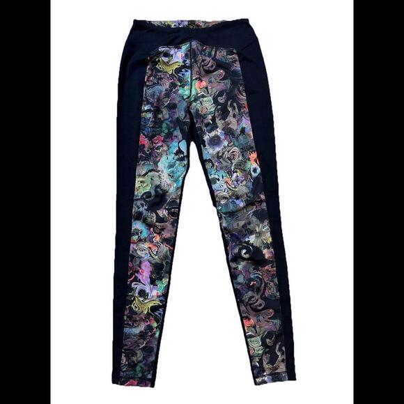 Cynthia Rowley Women's Legging Black Panel Swirl Colorful Print Mid Rise Pant XS - Picture 1 of 8